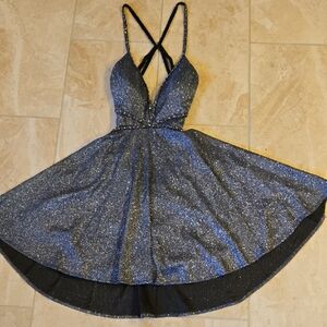 JVN by Jovani Blue Glitter Backless Dress NWT Size 10